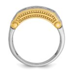 IBGoodman 14k Two-tone Men's Polished Satin and Beaded 5-Stone 1/2 Carat AA Quality Diamond Ring - Image 2