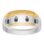 IBGoodman 14k Two-tone Men's Polished Satin and Beaded 5-Stone 1/2 Carat AA Quality Diamond Ring - Image 7