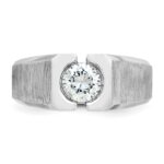 IBGoodman 14k White Gold 1 carat Lab Grown Diamond VS/SI+ G+ Complete Polished and Satin Men's Ring - Image 4