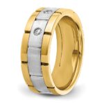 IBGoodman 14k Two-tone Men's Polished Satin and Grooved 3-Stone 1/6 Carat AA Quality Diamond Ring - Image 8