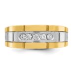 IBGoodman 14k Two-tone Men's Polished and Grooved 5-Stone 1/4 Carat AA Quality Diamond Ring - Image 6