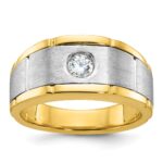 14k Two-tone IBGoodman Men's Polished and Satin 1/4 carat Diamond Complete Ring