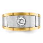 IBGoodman 14k Two-tone Men's Polished Satin and Grooved 1/2 Carat AA Quality Diamond Ring - Image 6