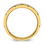 IBGoodman 14k Two-tone Men's Polished Satin and Grooved 3-Stone 1/4 Carat AA Quality Diamond Ring - Image 2