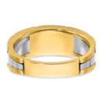 IBGoodman 14k Two-tone Men's Polished Satin and Grooved 3-Stone 1/4 Carat AA Quality Diamond Ring - Image 7