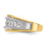 IBGoodman 14k with White Rhodium Men's Polished Satin and Grooved 7-Stone 1 1/5 Carat AA Quality Diamond Ring - Image 5