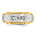 IBGoodman 14k with White Rhodium Men's Polished Satin and Grooved 5-Stone 1/4 Carat AA Quality Diamond Ring - Image 6
