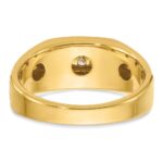 14k IBGoodman Men's Polished Satin and Grooved 5-Stone Ring Mounting - Image 7