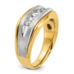 IBGoodman 14k Two-tone Men's Polished Satin and Grooved 5-Stone Ring Mounting - Image 8
