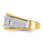 IBGoodman 10k Two-tone Men's Polished Satin and Grooved 5-Stone 1 Carat A Quality Diamond Ring - Image 5