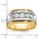 IBGoodman 10k Two-tone Men's Polished Satin and Grooved 5-Stone 1 Carat A Quality Diamond Ring - Image 3