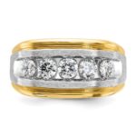 IBGoodman 14k Two-tone 1 carat Lab Grown Diamond VS/SI+ G+ Five Stone Complete Polished and Satin Men's Ring - Image 4