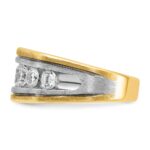 IBGoodman 14k Two-tone Men's Polished Satin and Grooved 7-Stone Ring Mounting - Image 5