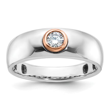 14k Two-tone White/Rose Gold IBGoodman Men's 1/4 carat Diamond Complete Ring