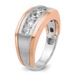 IBGoodman 14k White and Rose Gold Men's Polished and Satin 5-Stone Ring Mounting - Image 8