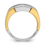 IBGoodman 14k Two-tone Men's Polished Satin and Grooved 5-Stone Ring Mounting - Image 2