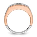 IBGoodman 14k White and Rose Gold Men's Polished Satin and Grooved 5-Stone 1/2 Carat AA Quality Diamond Ring