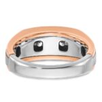 IBGoodman 14k White and Rose Gold Men's Polished Satin and Grooved 5-Stone Ring - Image 6