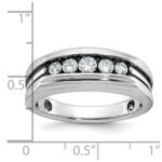 IBGoodman 14k White Gold with Black Rhodium Men's Polished Satin and Grooved 5-Stone 1/2 Carat AA Quality Diamond Ring - Image 2
