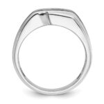 IBGoodman 14k White Gold with Black Rhodium Men's Polished Satin and Grooved 3-Stone 1/2 Carat AA Quality Diamond Ring - Image 2