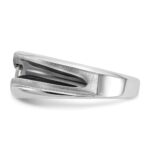 IBGoodman 14k White Gold Men's Polished Satin and Grooved Solitaire Ring Mounting - Image 5