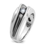IBGoodman 14k White Gold with Black Rhodium 1/5 carat Lab Grown Diamond VS/SI+ G+ Complete Polished Satin and Grooved Men's Ring - Image 6