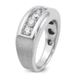IBGoodman 14k White Gold 1 carat Lab Grown Diamond VS/SI+ G+ Five Stone Complete Polished and Satin Men's Ring - Image 6