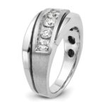 IBGoodman 10k White Gold with Black Rhodium Men's Polished Satin and Grooved 1 Carat A Quality Diamond Ring - Image 8