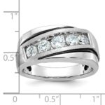 IBGoodman 14k White Gold with Black Rhodium Men's Polished Satin and Grooved 1 Carat AA Quality Diamond Ring - Image 3