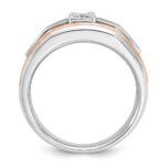 14k Two-tone White/Rose Gold IBGoodman Men's Satin 1/3 carat Diamond Complete Ring - Image 2