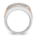 IBGoodman 14k White and Rose Gold Men's Polished and Grooved 5-Stone 1 Carat AA Quality Diamond Ring