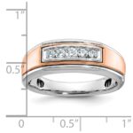 IBGoodman 10k White and Rose Gold Men's Polished 5-Stone 1/4 Carat A Quality Diamond Ring - Image 2