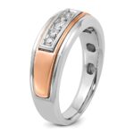 IBGoodman 14k White and Rose Gold Men's Polished 5-Stone 1/4 Carat AA Quality Diamond Ring - Image 7