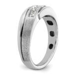 IBGoodman 14k White Gold with Black Rhodium Men's Polished Satin and Grooved 1/4 Carat AA Quality Diamond Ring - Image 8