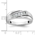 IBGoodman 14k White Gold Polished Satin and Grooved Men's Ring Mounting - Image 3