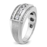 IBGoodman 14k White Gold Men's Polished and Satin 3-Row 1 1/4 Carat AA Quality Diamond Ring - Image 8