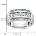 IBGoodman 14k White Gold Men's Polished and Satin 3-Row 1 1/4 Carat AA Quality Diamond Ring - Image 3