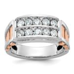 IBGoodman 14k White and Rose Gold Men's Polished and Cut-Out 2-Row Ring Mounting