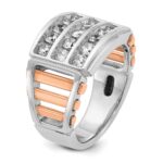 IBGoodman 14k Two Tone Rose and White Gold 1 5/8 carat Lab Grown Diamond VS/SI+ G+ Complete Three-Row Cut-Out Men's Ring - Image 6