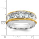 14k Two-tone IBGoodman Men's Polished 5-Stone Ring Mounting - Image 3