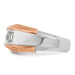 IBGoodman 14k White and Rose Gold Men's Polished and Textured 5-Stone Ring Mounting - Image 5