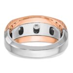 IBGoodman 14k White and Rose Gold Men's Polished and Textured 5-Stone Ring Mounting - Image 7