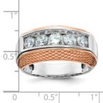 IBGoodman 14k White and Rose Gold Men's Polished and Textured 5-Stone 1 Carat AA Quality Diamond Ring - Image 3