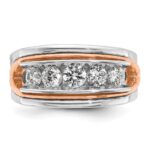 IBGoodman 14k Rose and White Gold Men's Polished Cut-Out 5-Stone 1 Carat AA Quality Diamond Ring - Image 5