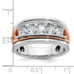 IBGoodman 14k Rose and White Gold Men's Polished Cut-Out 5-Stone 1 Carat AA Quality Diamond Ring - Image 2