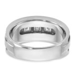 IBGoodman 14k White Gold Men's Polished and Grooved Square 1 1/4 Carat AA Quality Diamond 5-Stone Ring - Image 7