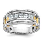 IBGoodman 14k Two-tone Men's Polished and Cut-Out 5-Stone 1 Carat AA Quality Square Diamond Ring