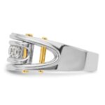 IBGoodman 14k Two-tone Men's Polished and Cut-Out 5-Stone 1 Carat AA Quality Square Diamond Ring - Image 5