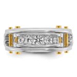 IBGoodman 14k Two-tone 1/2 carat Lab Grown Diamond VS/SI+ G+ Five Stone Complete Polished and Cut Out Men's Ring - Image 4