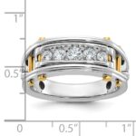 IBGoodman 14k Two-tone Men's Polished Grooved and Cut-Out 5-Stone 1/2 Carat AA Quality Diamond Ring - Image 3